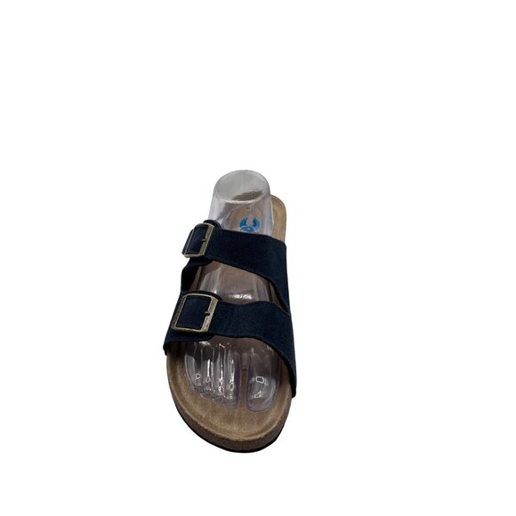 Woodstock Size 10 Adjustable Strappy  Sandals Cork Footbed  Brass Buckles - Picture 5 of 8